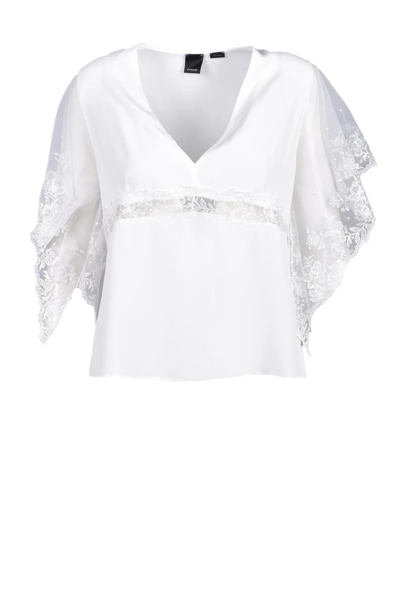 Pinko Blusa Seta Acetato Bianco