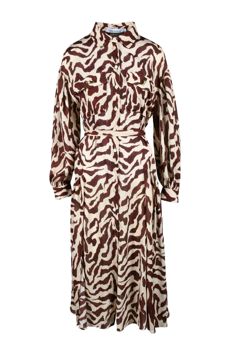 Simona Corsellini Abito Chemisier - Marrone/Beige