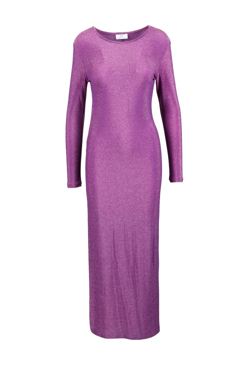 Simona.a Abito Lungo Lurex - Viola