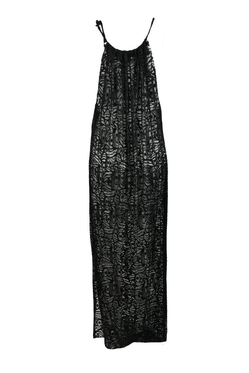 Simona.a Copricostume in Nylon Stretch - Nero