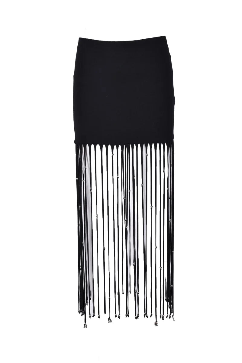 Rotate Birger Christensen Gonna in Cotone Modal - Nero