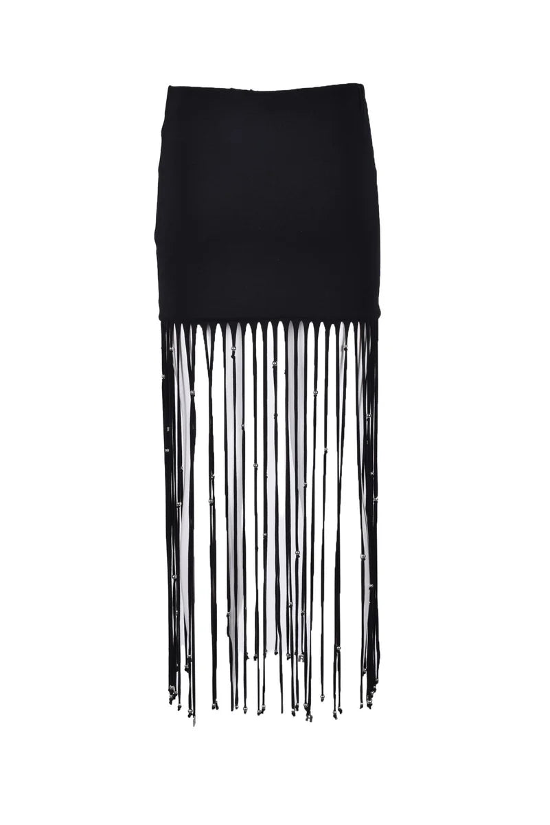 Rotate Birger Christensen Gonna in Cotone Modal - Nero
