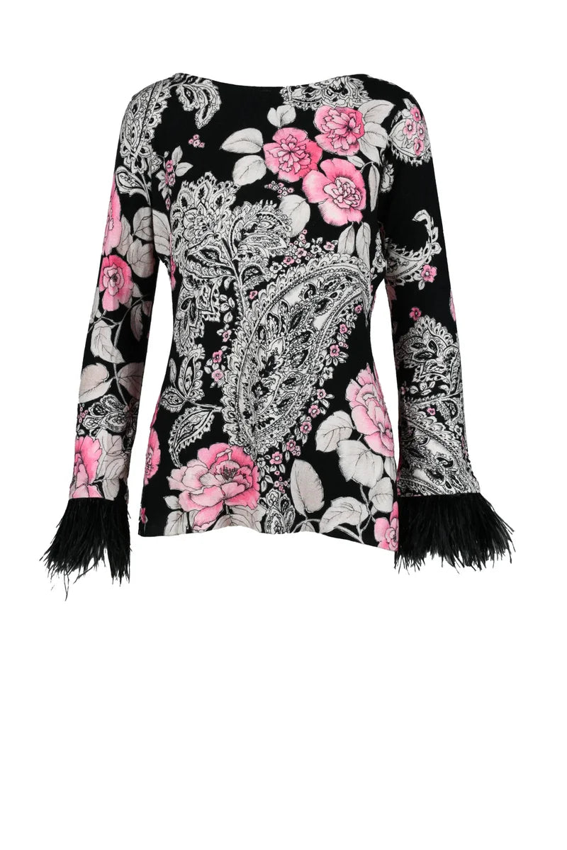 Twinset Maglia Sottogiacca con Piume - Nero/Rosa