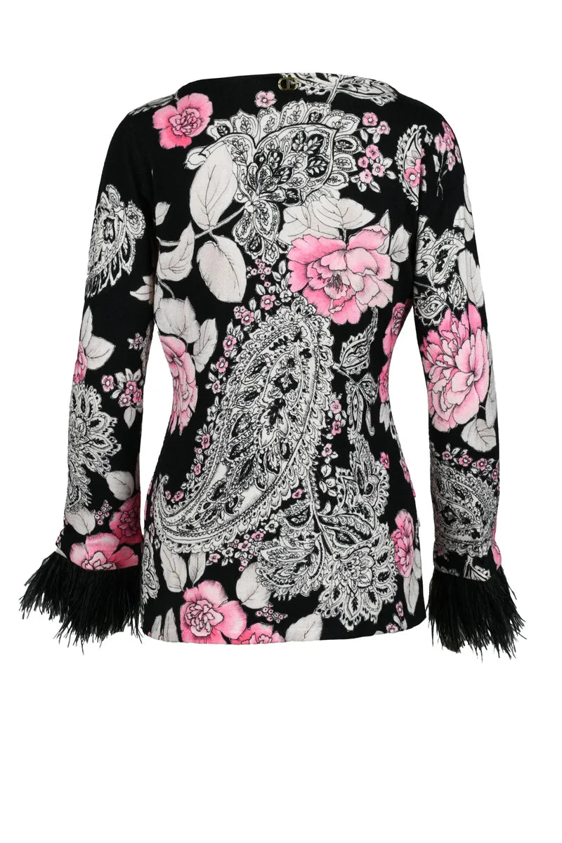 Twinset Maglia Sottogiacca con Piume - Nero/Rosa