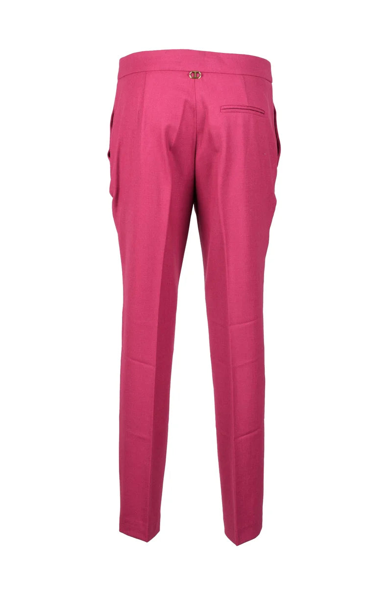 Twinset Pantaloni Misto Lana Stretch - Rosa