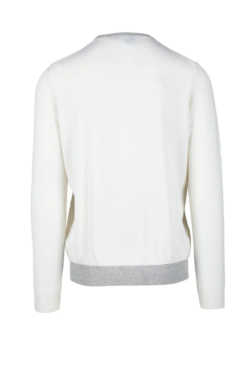 Fama Maglione Misto Lana Seta Cashmere - Bianco