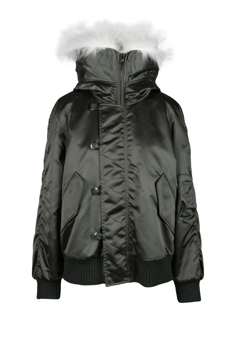 Dondup Bomber Imbottito Cappuccio Pelliccia - Verde Militare
