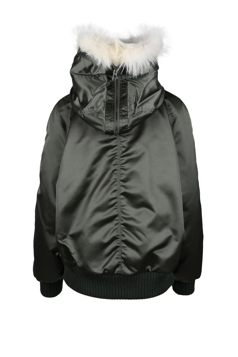 Dondup Bomber Imbottito Cappuccio Pelliccia - Verde Militare