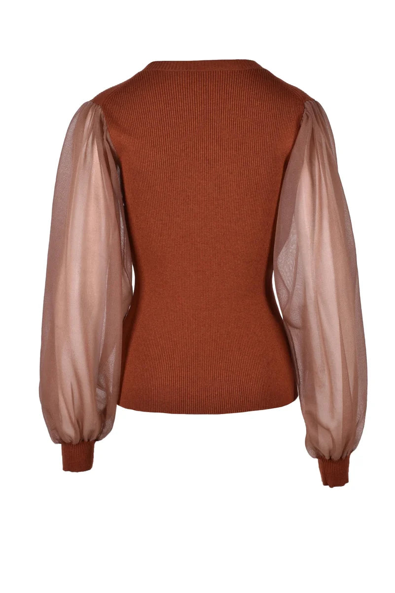 Ulla Johnson Maglia Lana Cotone Nylon Poliestere Marrone Donna