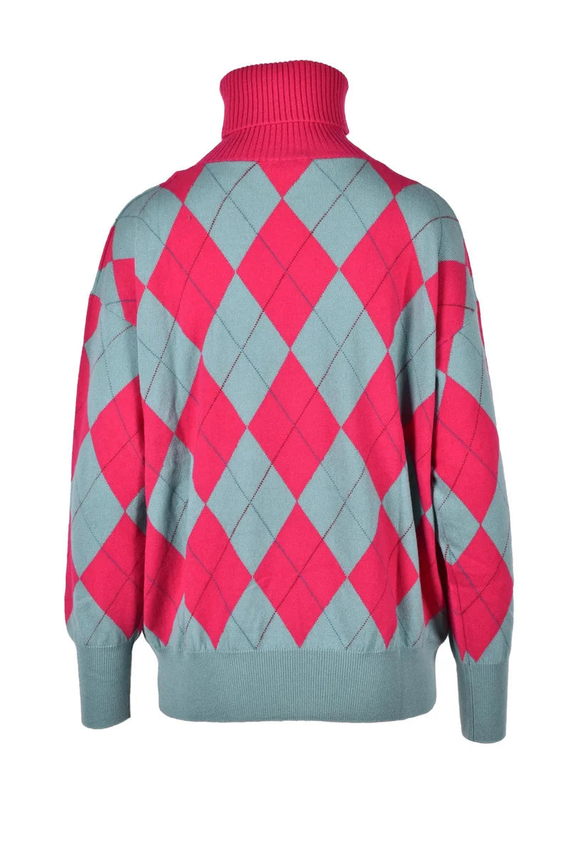Ballantyne Maglia Cashmere Fuchsia/Green Donna