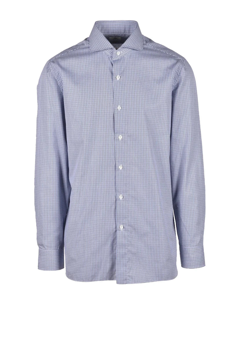 Luigi Borrelli Napoli Camicia Cotone - Bianco/Blu