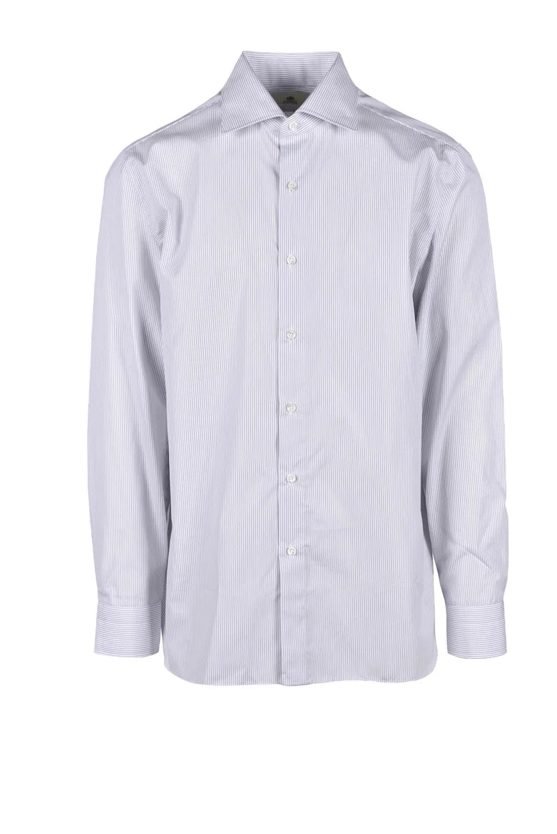 Luigi Borrelli Napoli Camicia Cotone Bianco/Blu Uomo