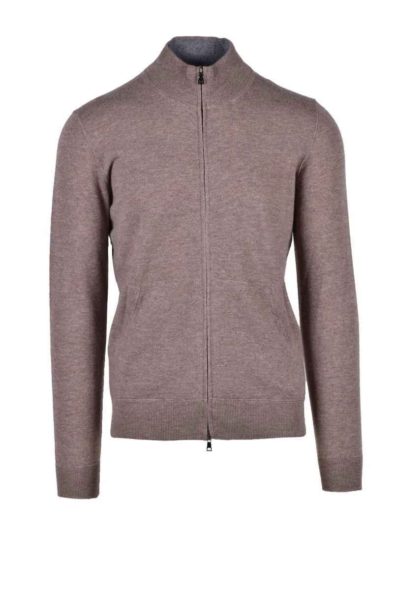 Fama Cardigan Lana Merino - Marrone