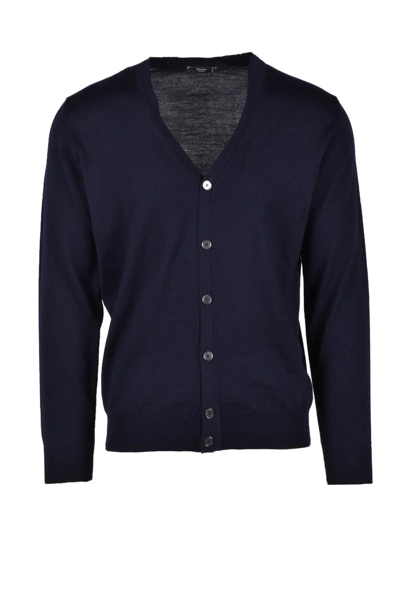 Fama Cardigan Lana Merino - Blu