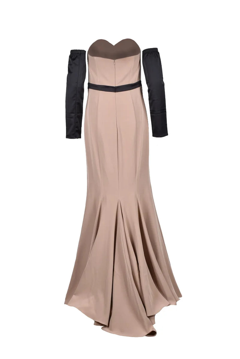 Silence Luxury Abito Sirena Beige/Nero