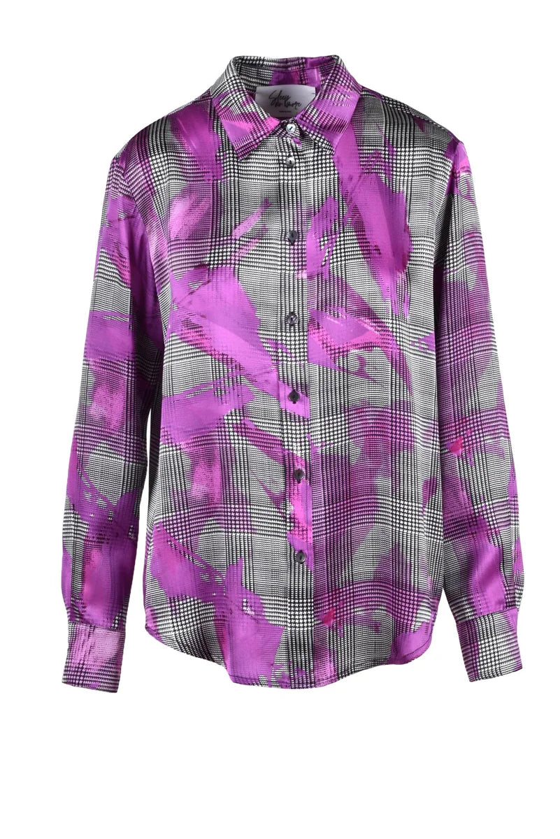 Sleep No More Camicia Seta Purple/Grey