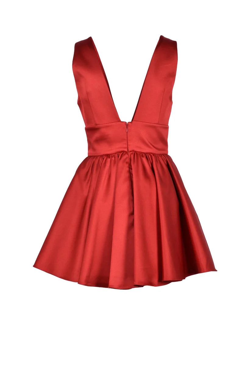 New Arrivals Abito Corto Satin - Rosso