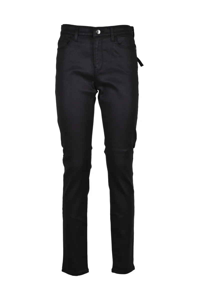 Emporio Armani Coated Skinny Trousers - Black