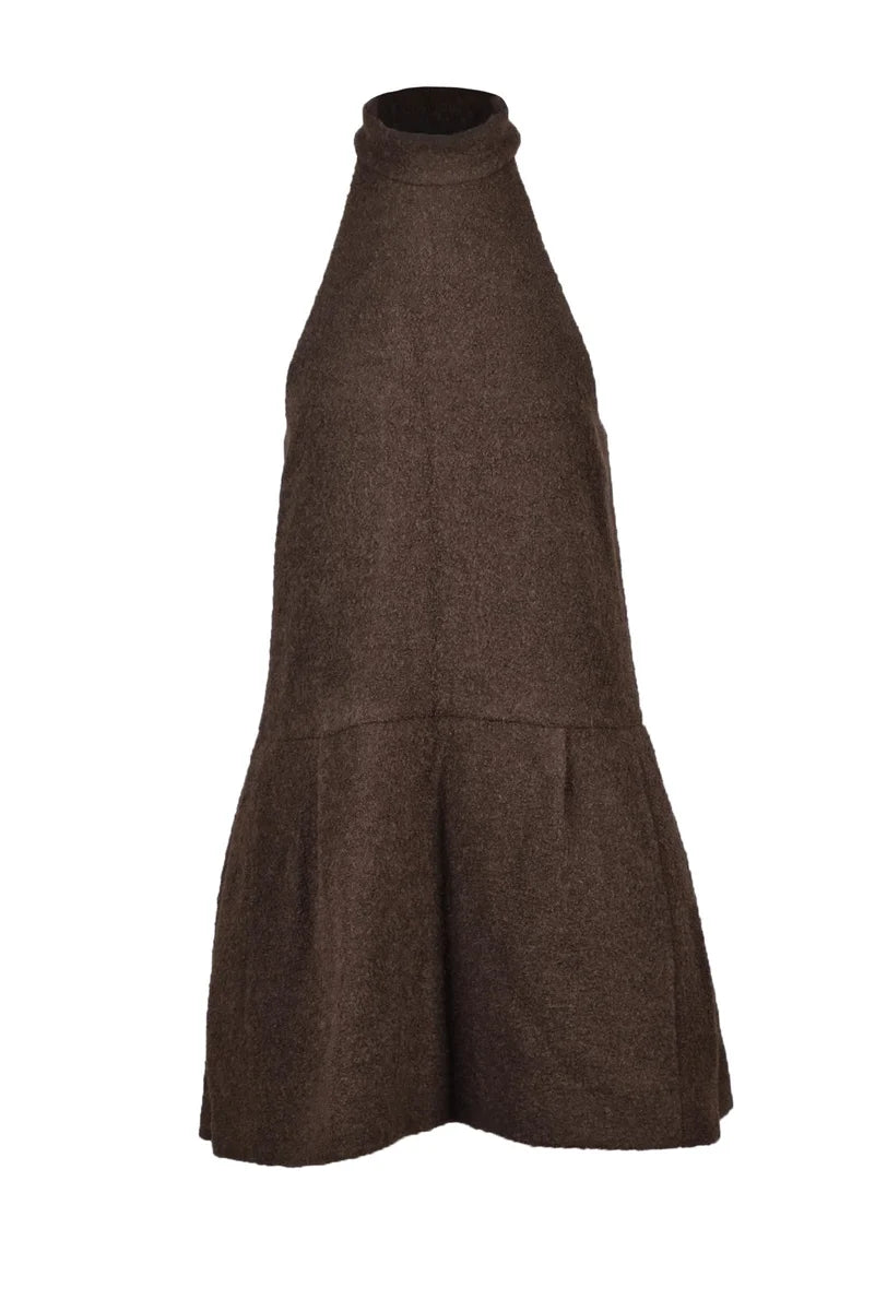We11done Abito Bouclé Lana Alpaca - Marrone