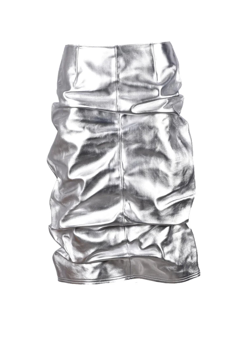 We11done Gonna Longuette Pelle - Argento