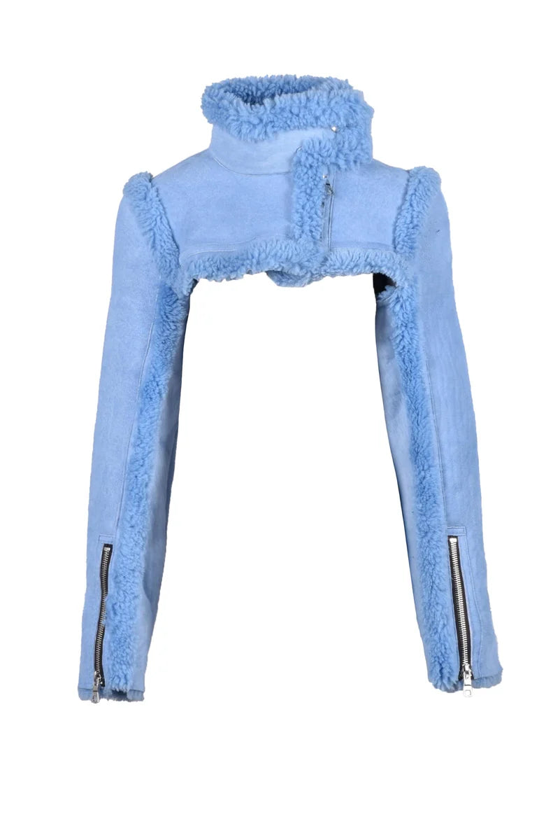 Laquan Smith Leather Jacket Celeste