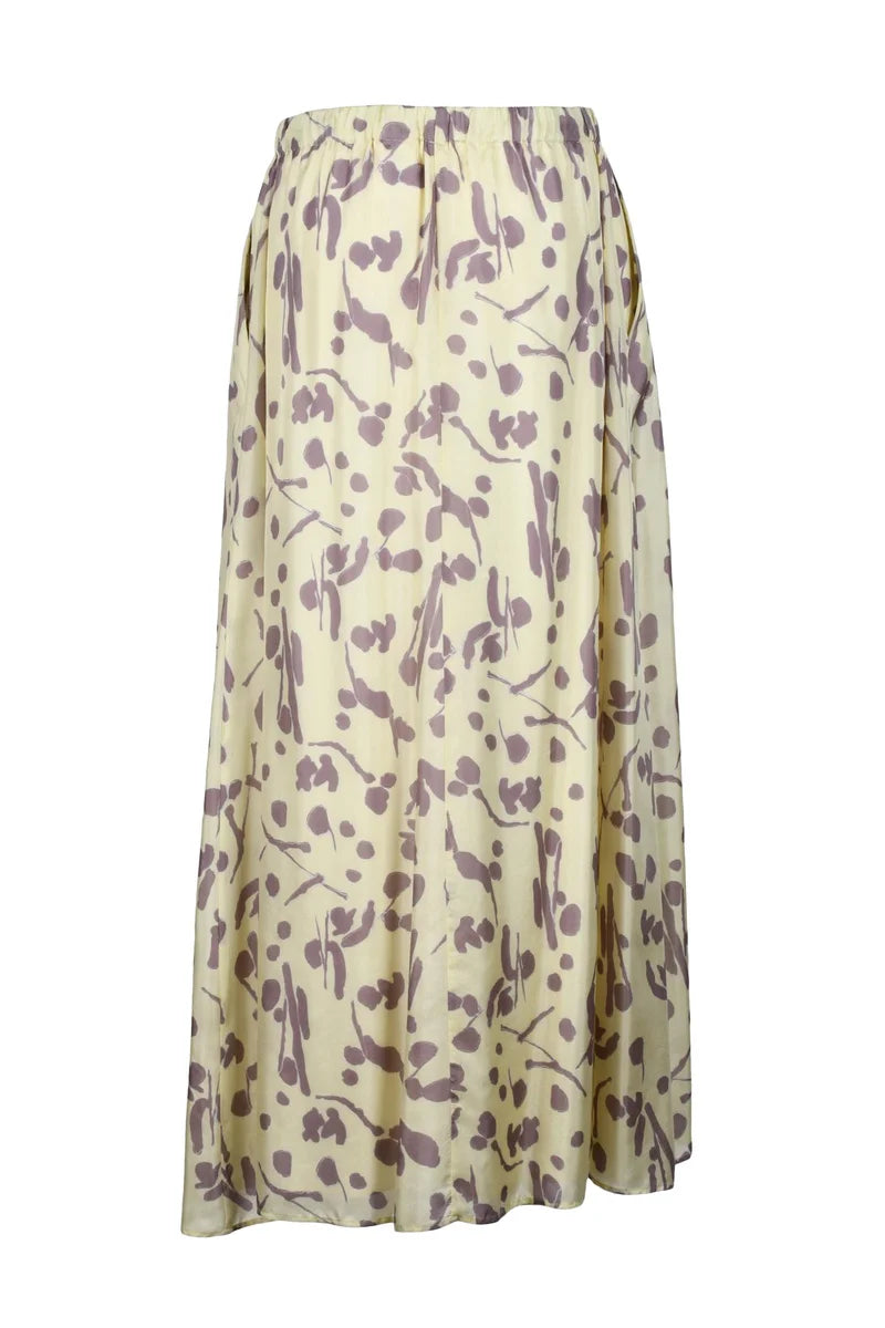 Alysi Gonna Lunga Seta con Sottoveste - Giallo/Viola