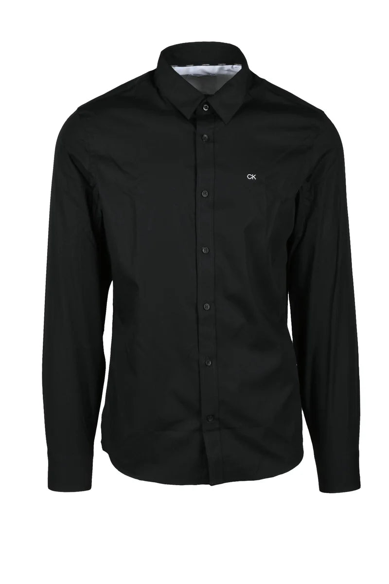 Calvin Klein Camicia Cotone Elastan - Nero