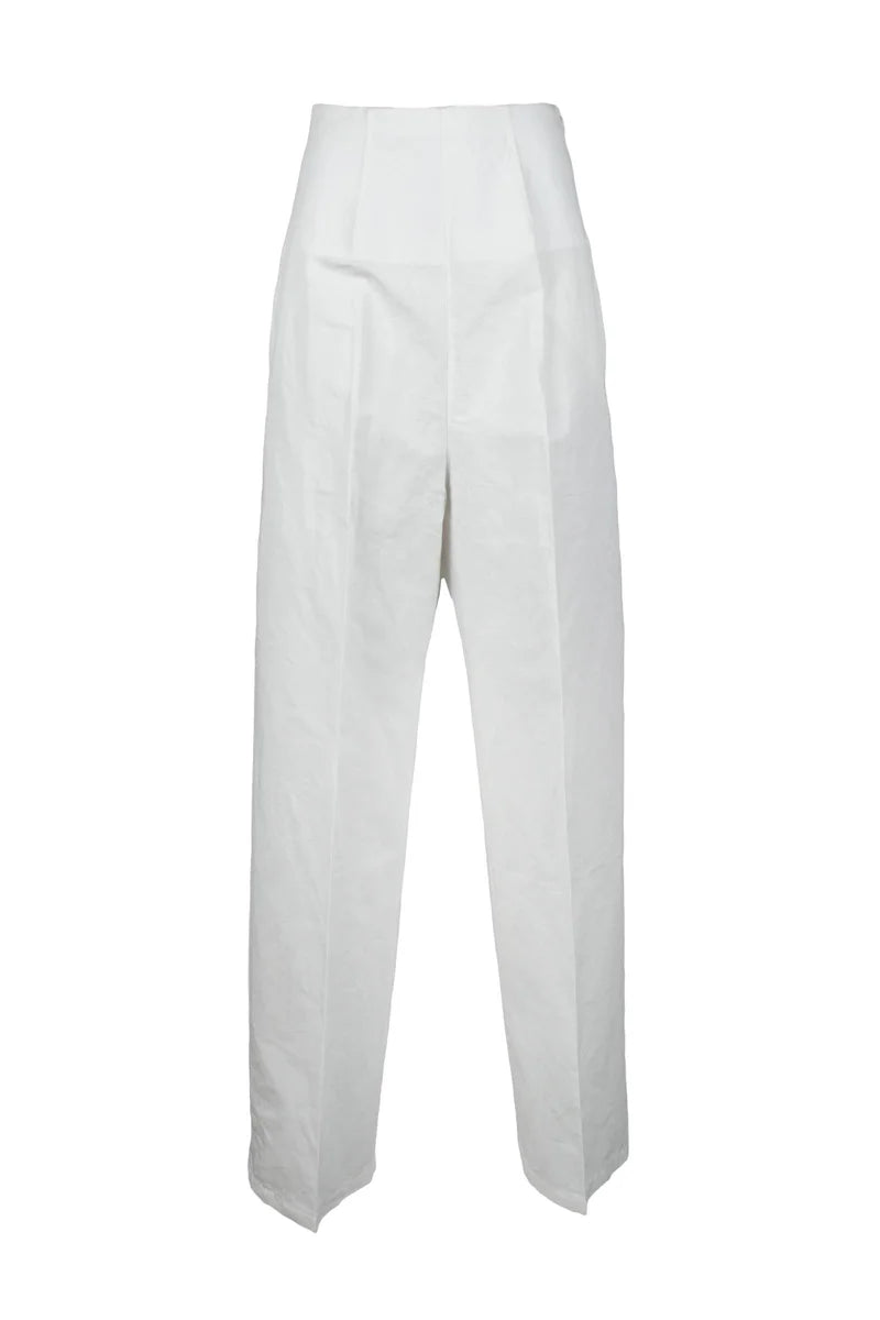 Sportmax Pantalone Cotone Lino - Bianco