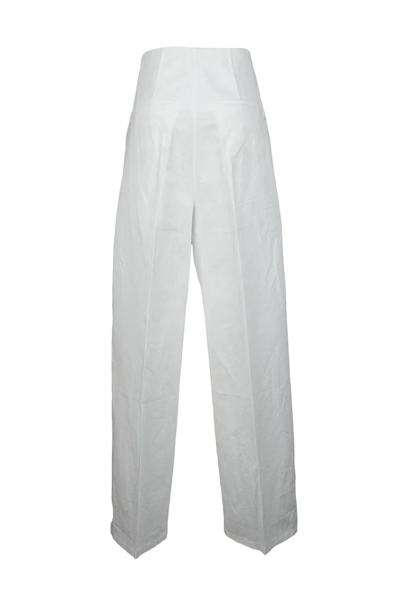 Sportmax Pantalone Cotone Lino - Bianco