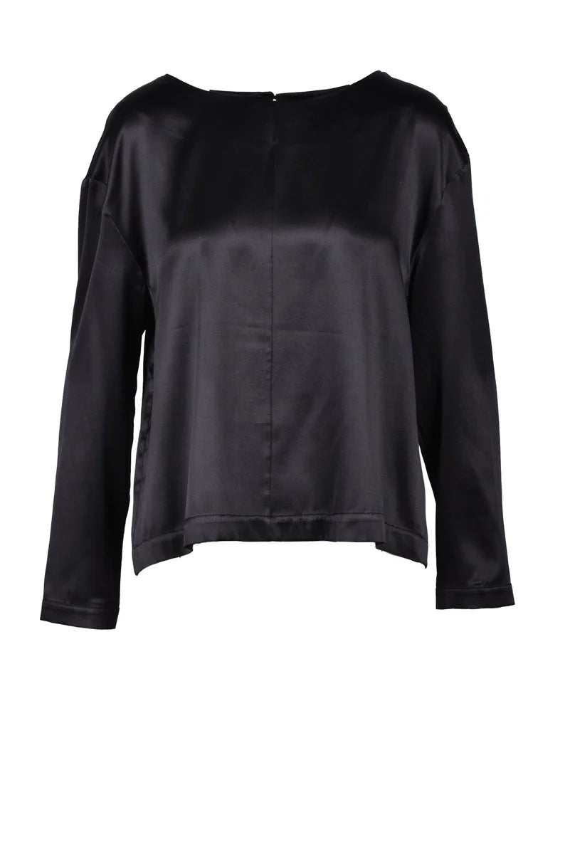Wild Cashmere Blusa Seta Stretch - Nero