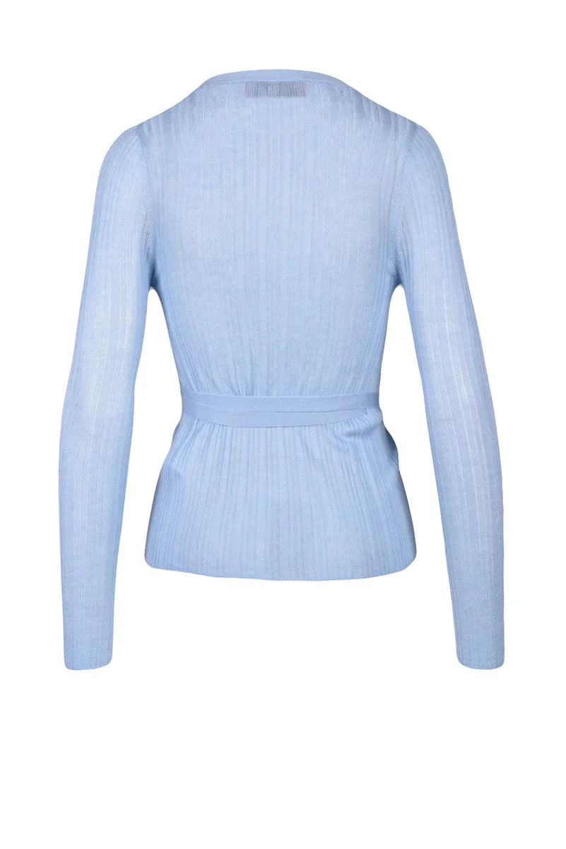 Wild Cashmere Cardigan Incrociato - Celeste