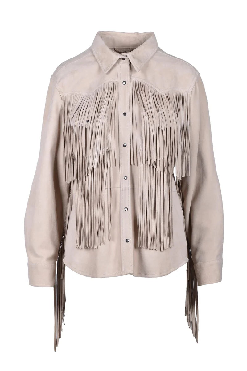 Wild Cashmere Camicia Pelle Suede - Beige