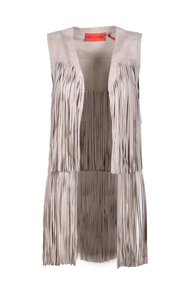 Wild Cashmere Leather Gilet - Beige