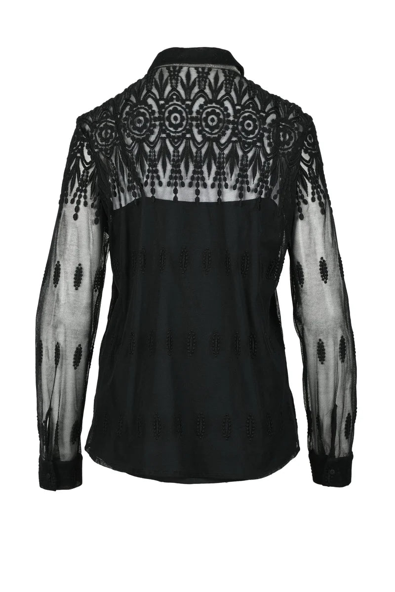 Fabiana Filippi Camicia Tulle Ricamato - Nero