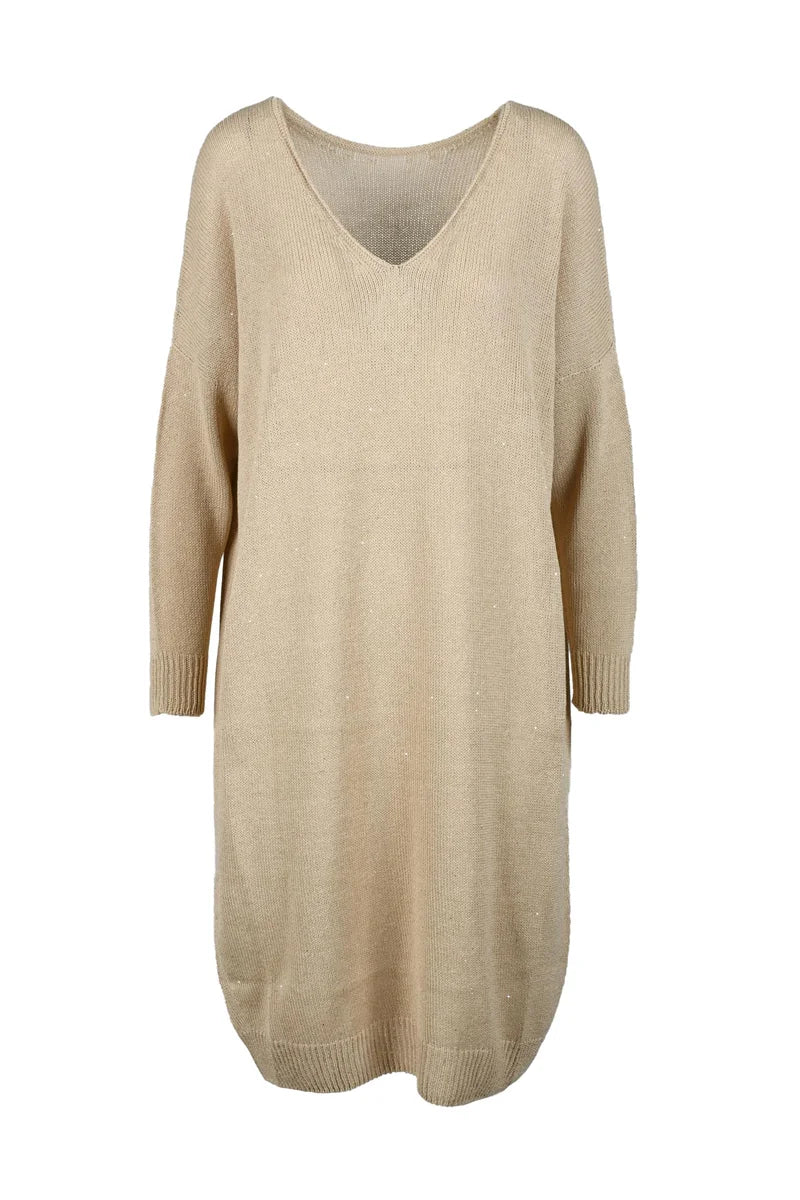 Fabiana Filippi Abito Tricot Cotone Lino Poliestere - Beige