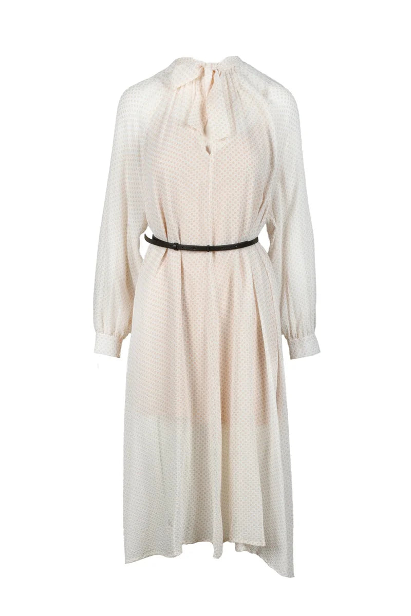 Fabiana Filippi Abito Chiffon Seta - Bianco/Beige