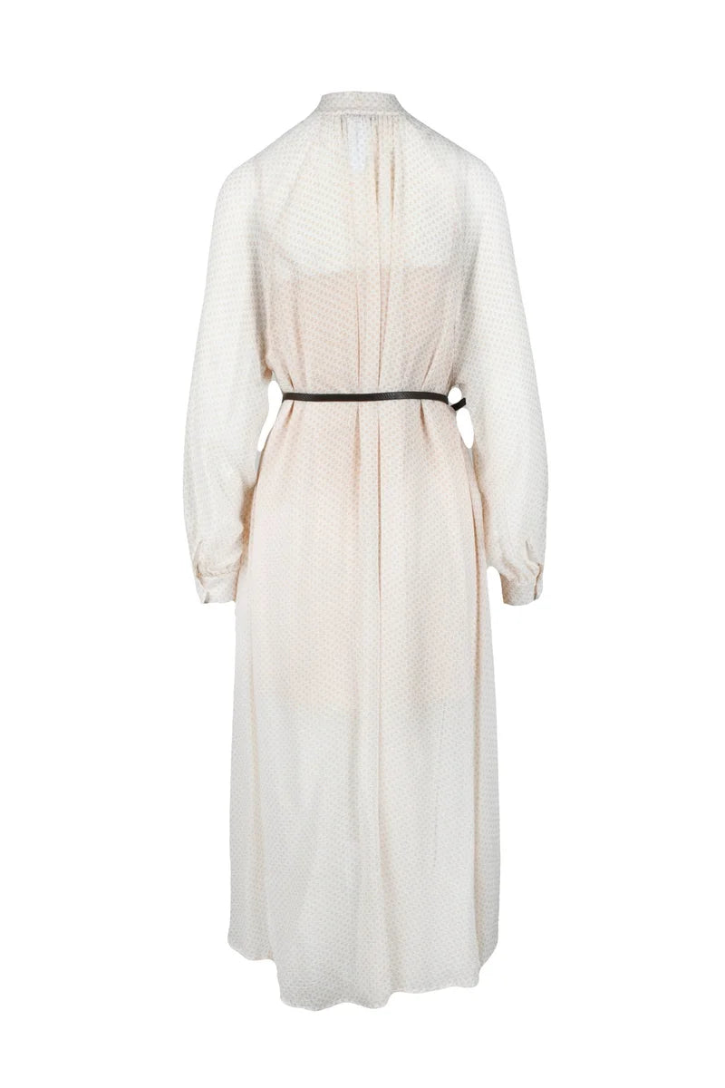 Fabiana Filippi Abito Chiffon Seta - Bianco/Beige