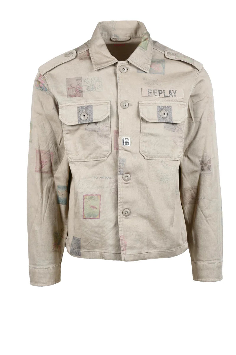 Replay Camicia Militare Cotone - Beige