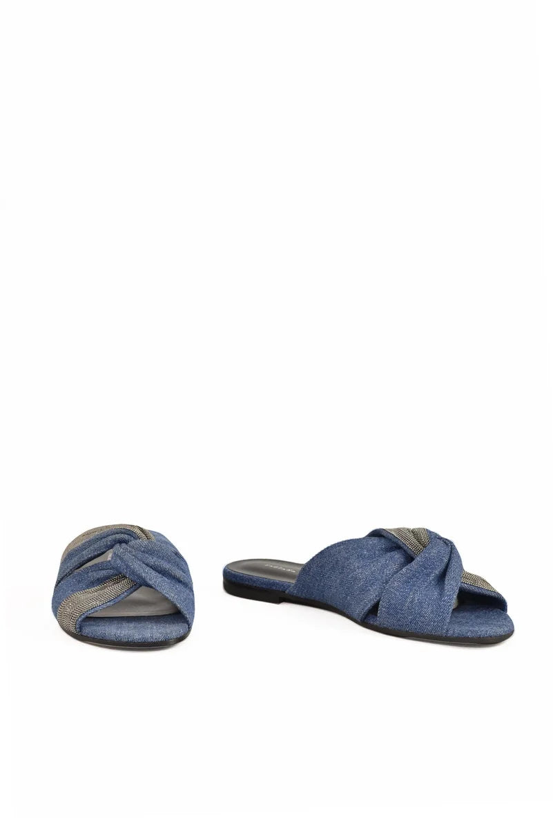 Fabiana Filippi Sandalo Ciabattina Denim - Blu