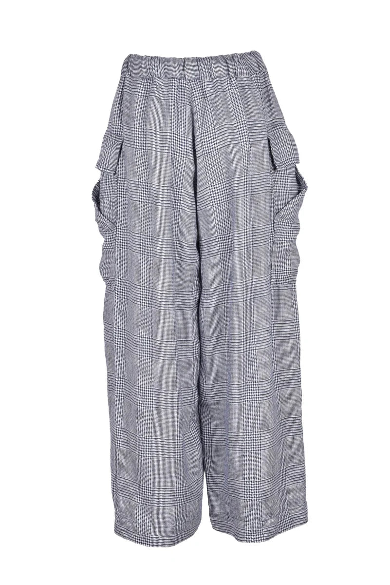 Ricorrrobe Pantalone Cargo Larga Gamba - Blu/Bianco