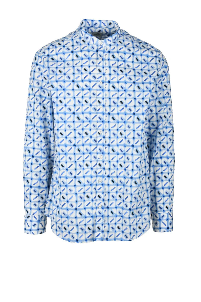 Mariano Napoli Camicia Coreana - Bianco/Blu