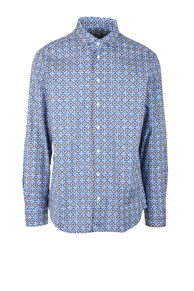 Mariano Napoli Camicia Stretch - Blue/Brown