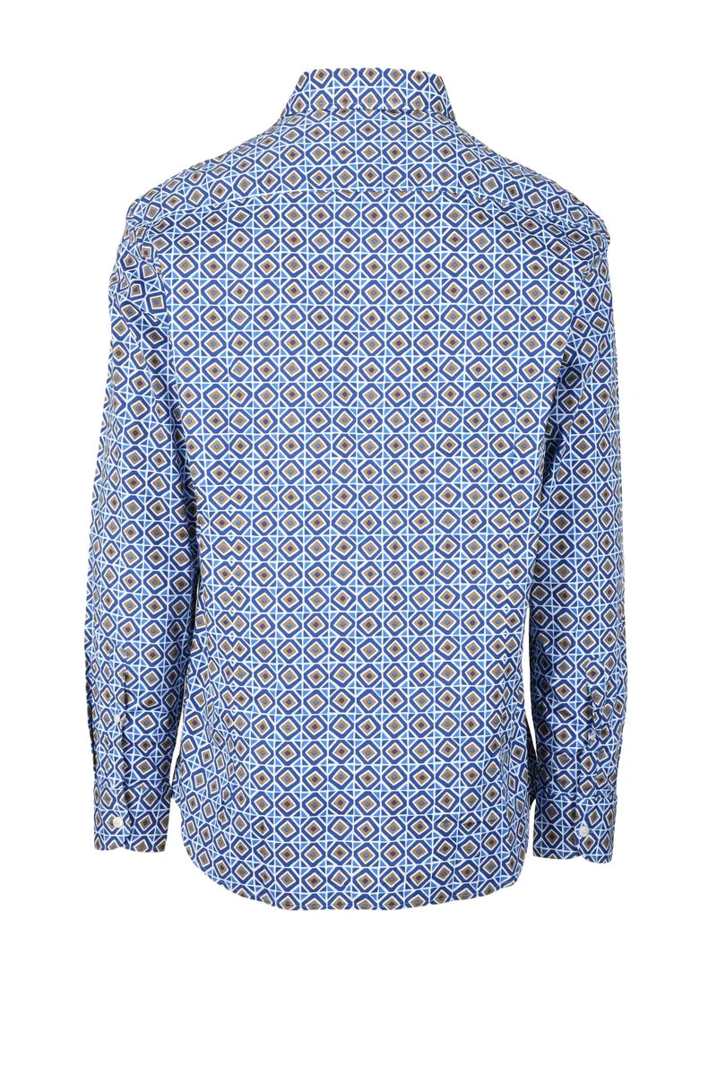 Mariano Napoli Camicia Stretch - Blue/Brown