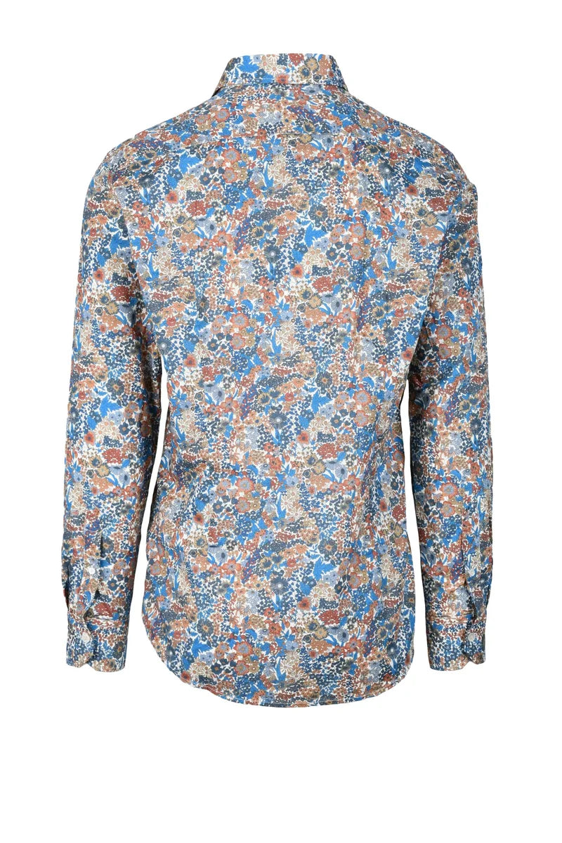 Himon S Camicia Classica - Blue/Brown