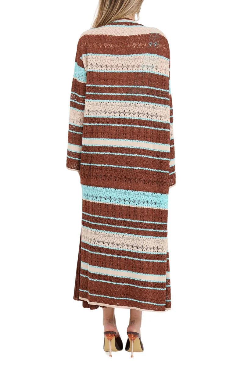 Akep Cardigan Viscosa/Poliestere - Marrone/Beige