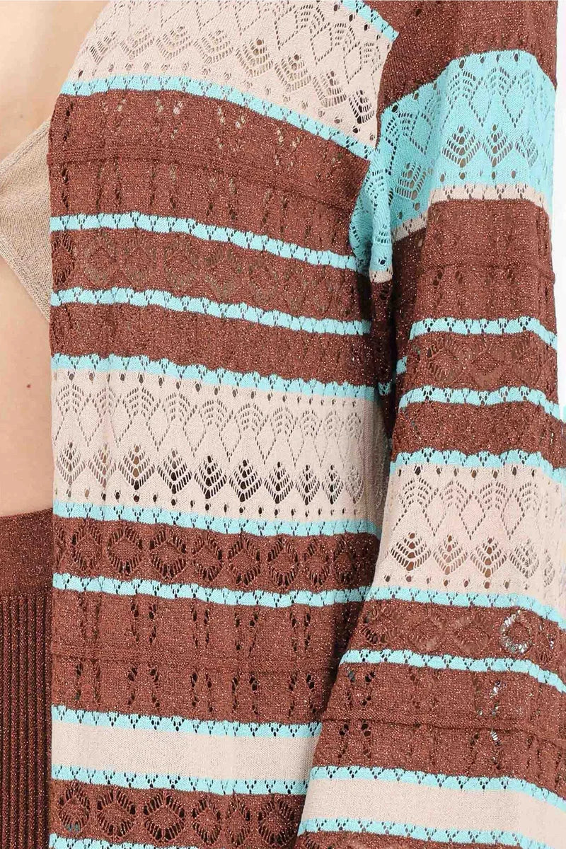 Akep Cardigan Viscosa/Poliestere - Marrone/Beige