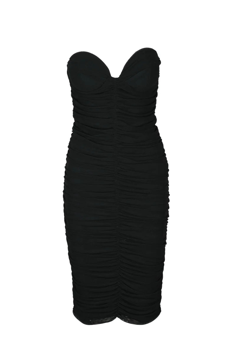 Actualee Abito Drappeggiato - Nero