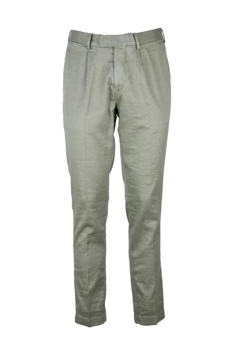 Devore Pantaloni Lino Cotone Stretch - Verde