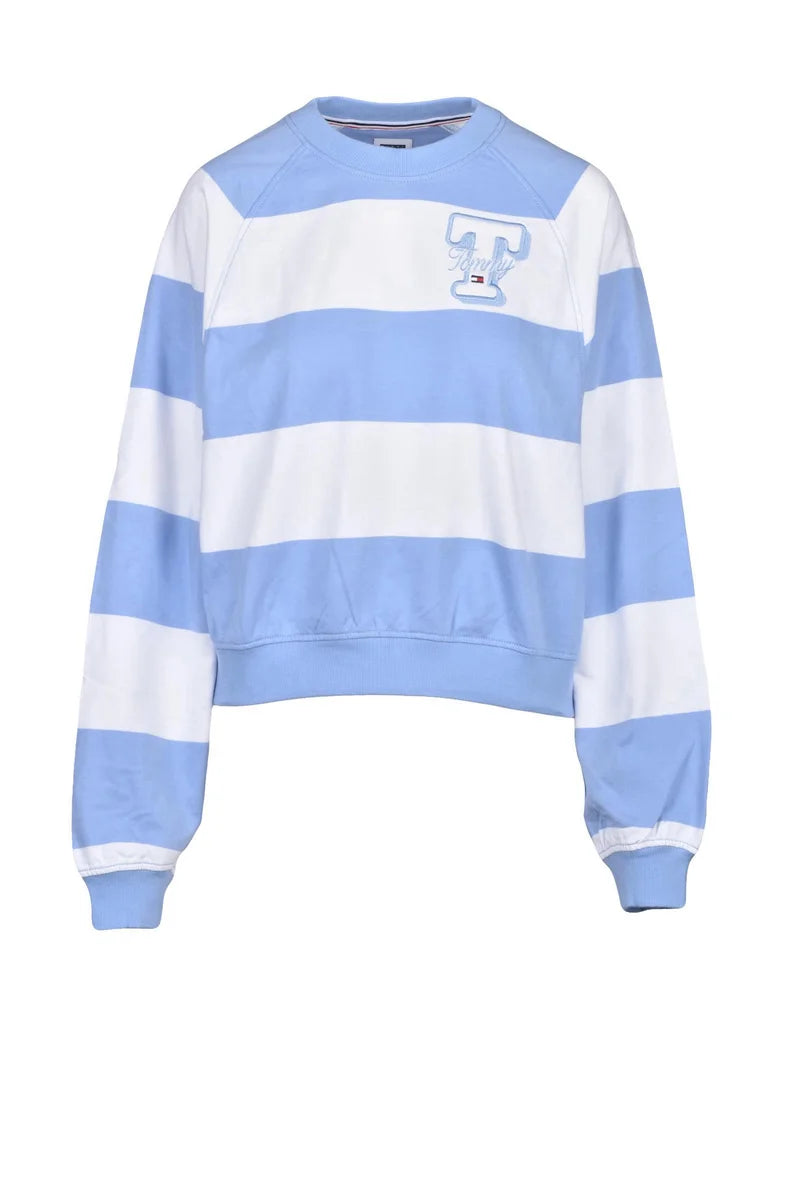 Tommy Jeans Felpa Corta - Celeste/White