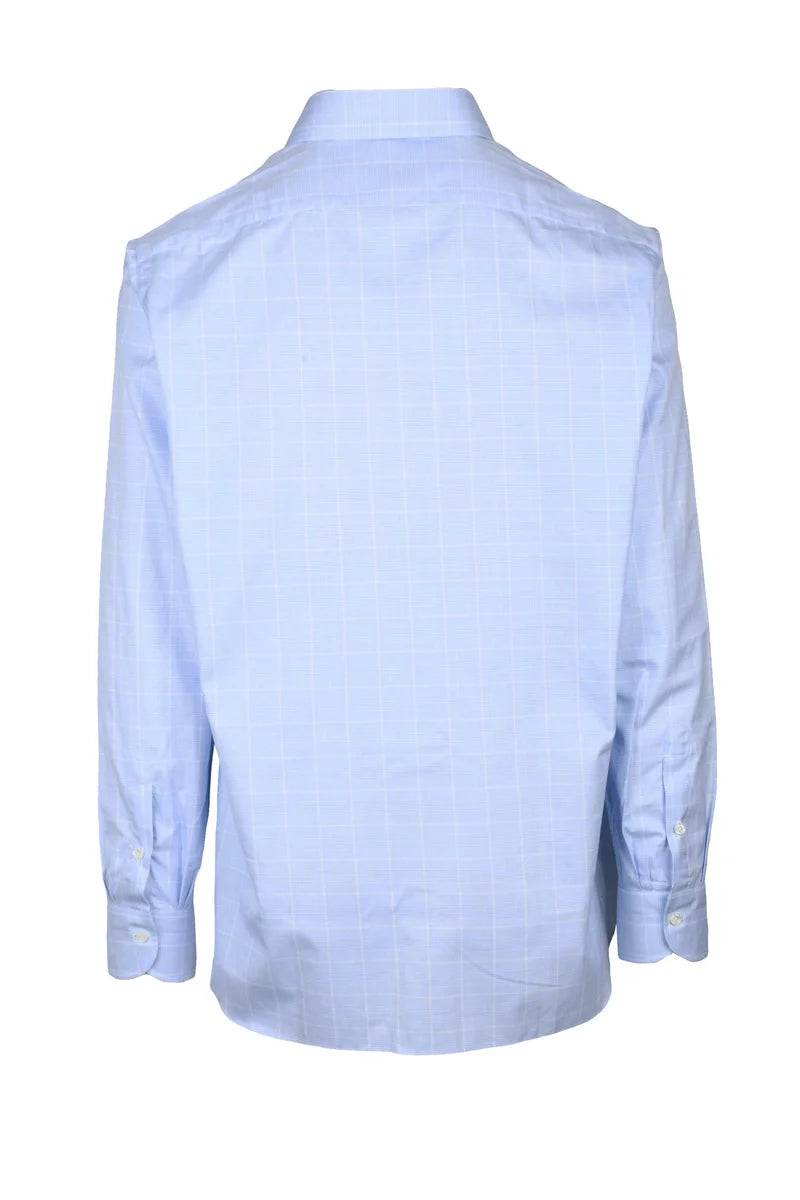 Luigi Borrelli Napoli Camicia Cotone - Celeste/White